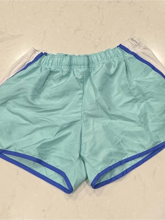Danskin Pants - Classic Women's Athletic Shorts in Light Aqua with Blue Trim